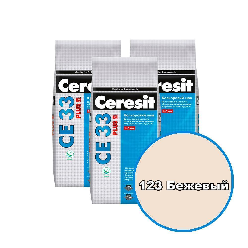 Ceresit СЕ 33 Plus Цветной шов 1-6 мм (123 Бежевый), 2 кг.
