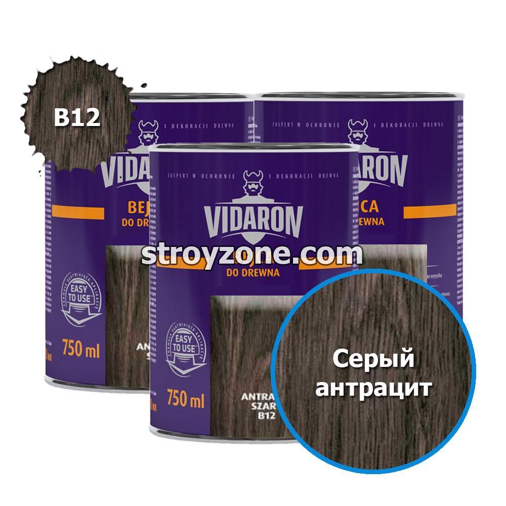 Vidaron Бейц для древесины (Серый антрацит) B12, 750 мл.