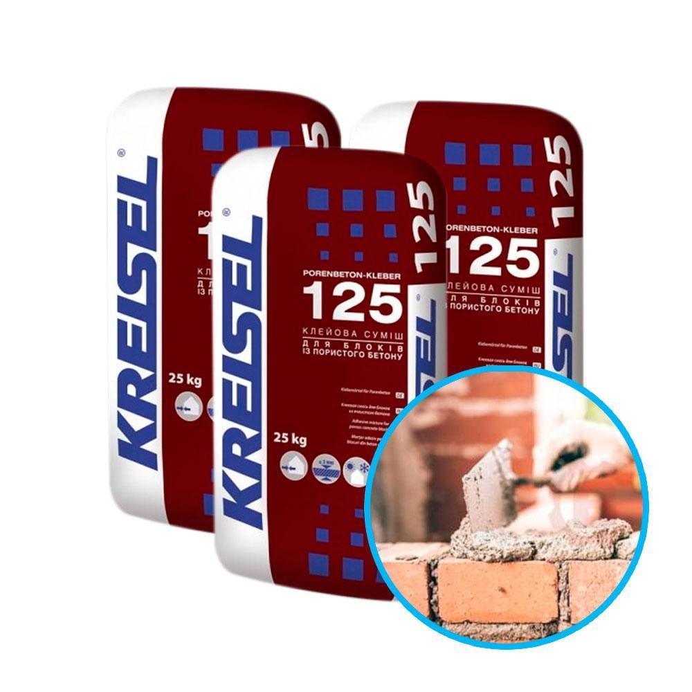 Kreisel PORENBETON-KLEBER 125 Смесь для кладки блоков из ячеистого бетона, 25 кг (пал.42шт)