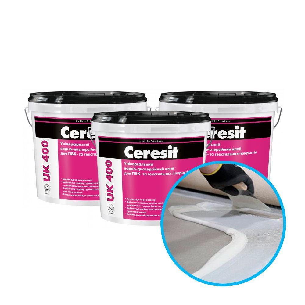 Ceresit UK 400 Универсальный водно-дисперсионный клей для ПВХ- и текстильных покрытий, 14 кг.