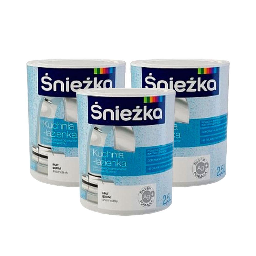 Sniezka Kuchnia - Lazienka Для кухни и ванны, эмульсия с добавлением силикона и серебра (снежно-бела