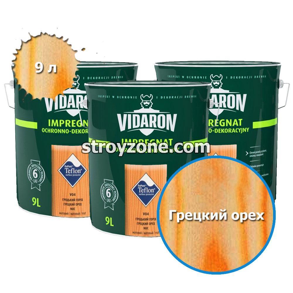 Vidaron Импрегнат защитно-декоративное средство для древесины (грецкий орех) V04, 9,0 л.